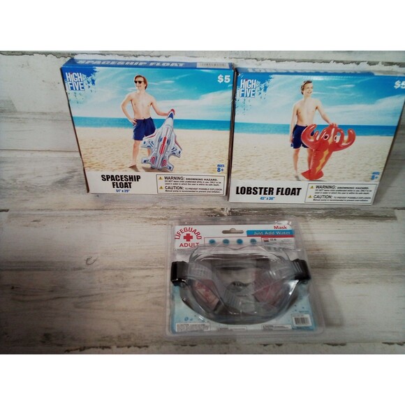 Set Of Two Pool Floats‎ New In Package Spaceship/ Lobster/Adult Swim Mask - Picture 8 of 8